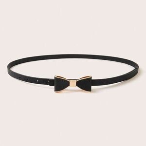 Elegant Black Bow Belt, Black Faux Leather Bow Belt
